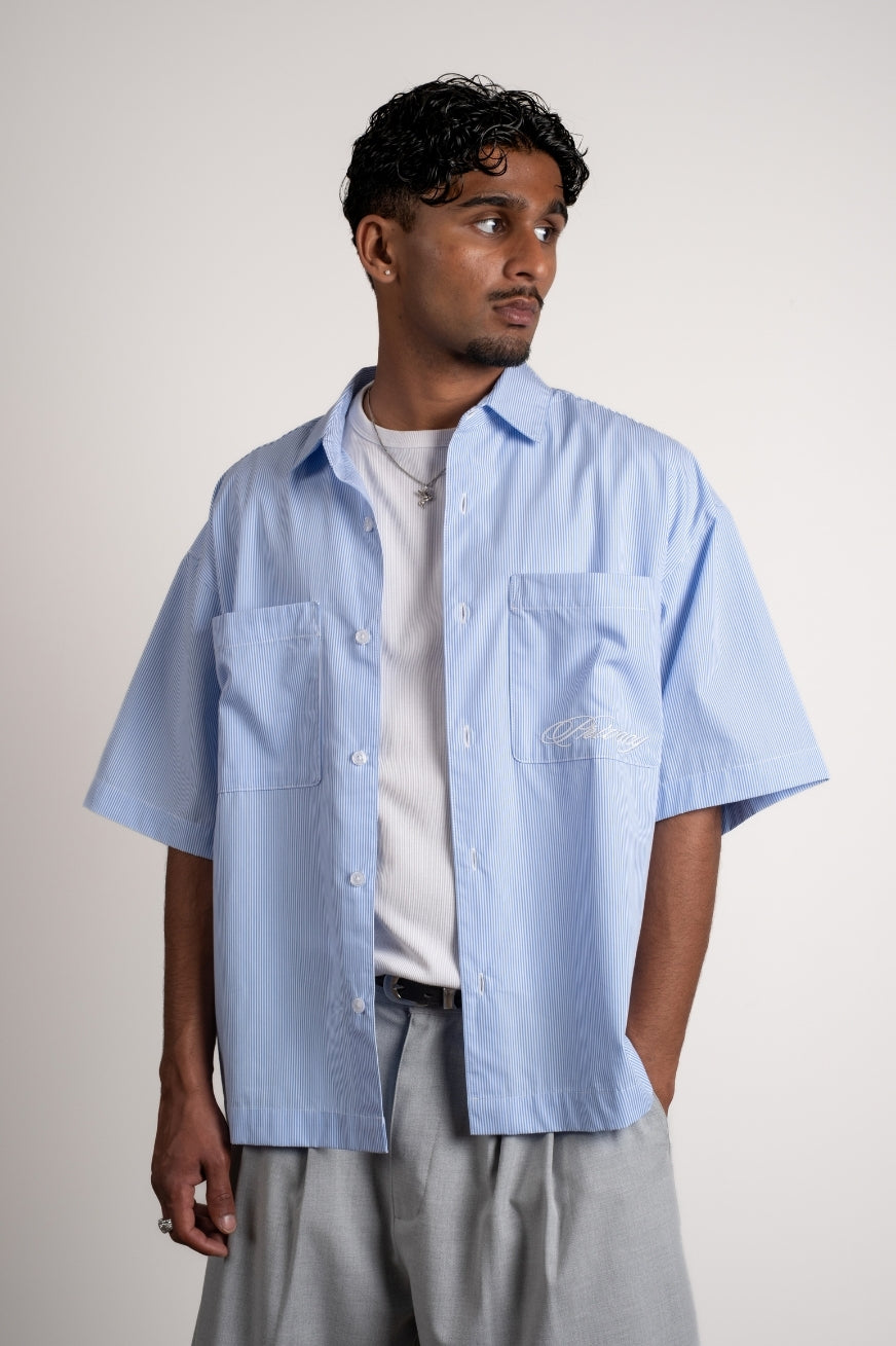 Boxy Script Shirt - Sky Blue – PRIVACY CLO