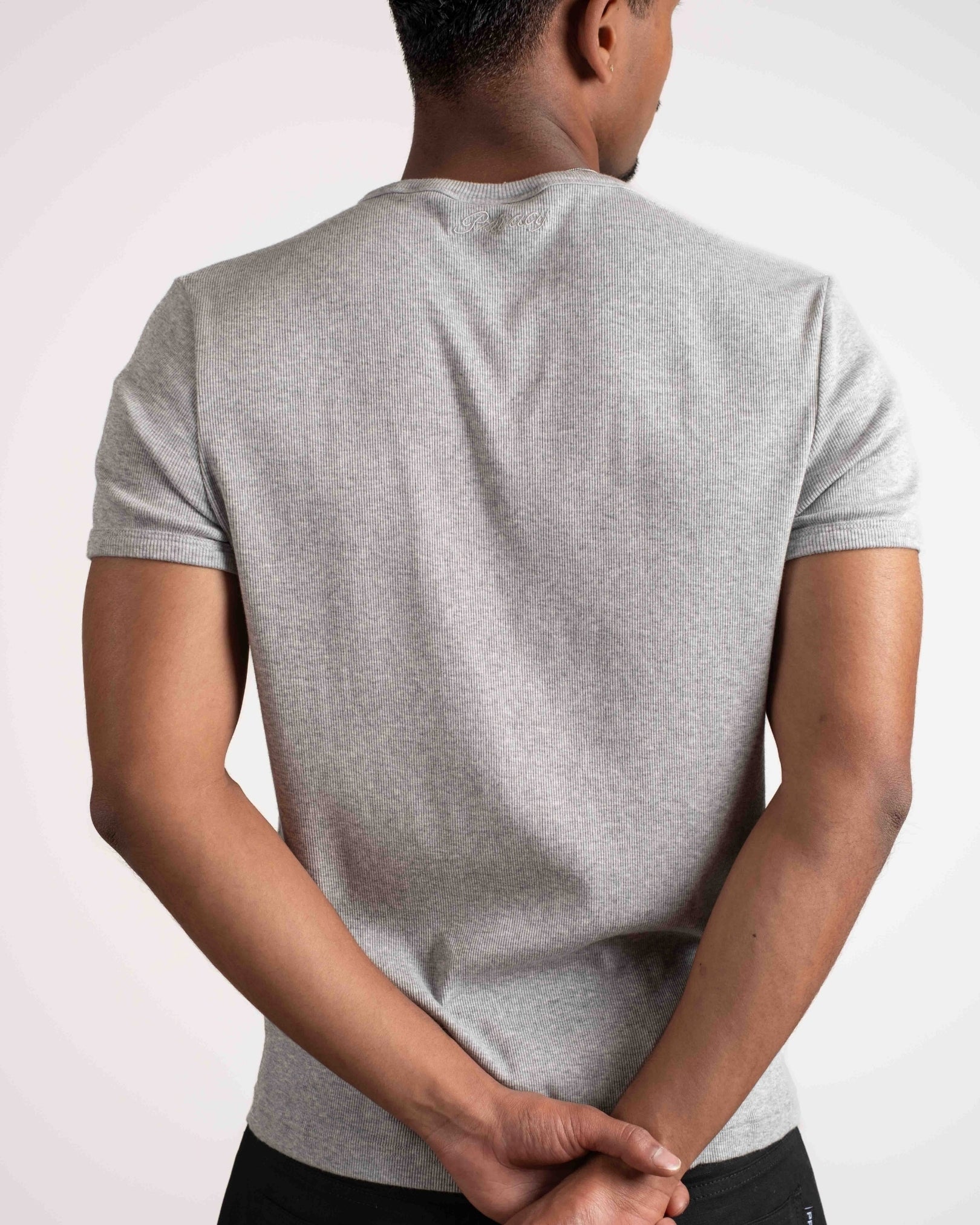 Fitted Ribbed Tee - Grey – PRIVACY CLO