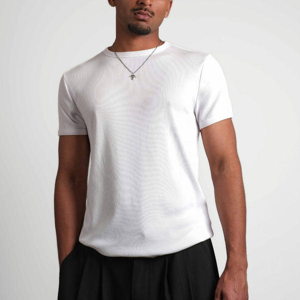 Fitted Ribbed Tee - White