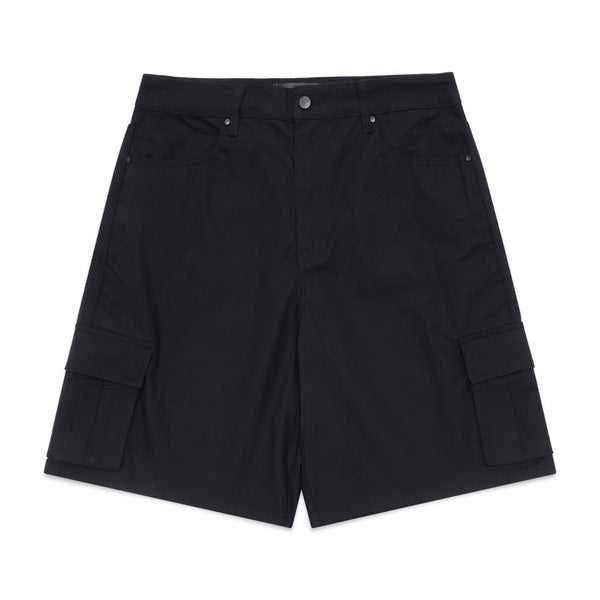 Wide Leg Cargo Shorts - Black
