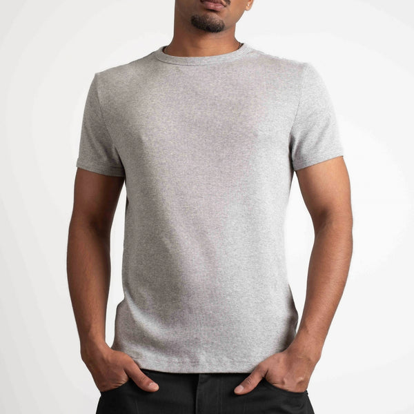 Fitted Ribbed Tee - Grey