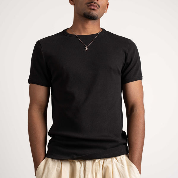 Fitted Ribbed Tee - Black