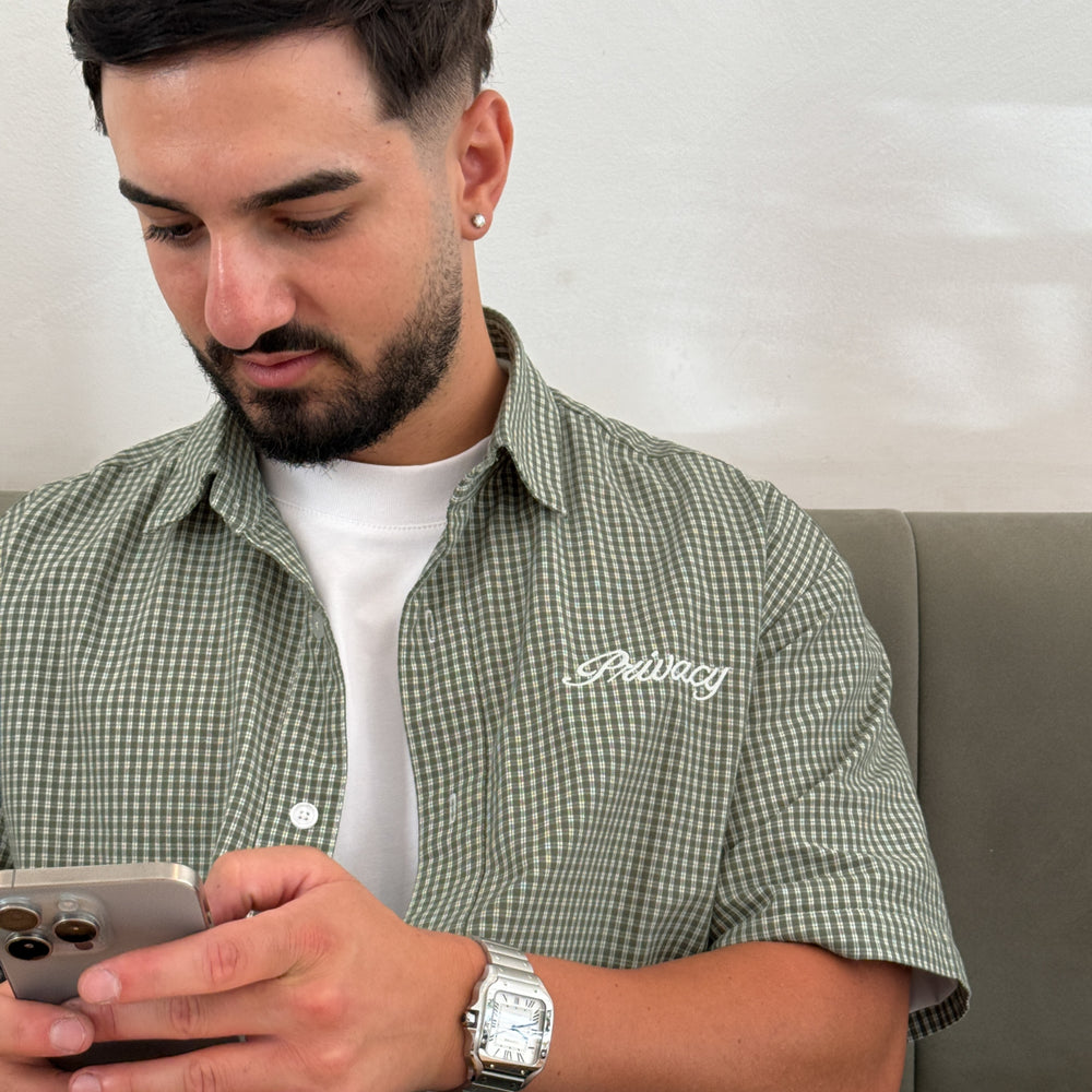 
                      
                        Boxy Script Shirt - Khaki
                      
                    