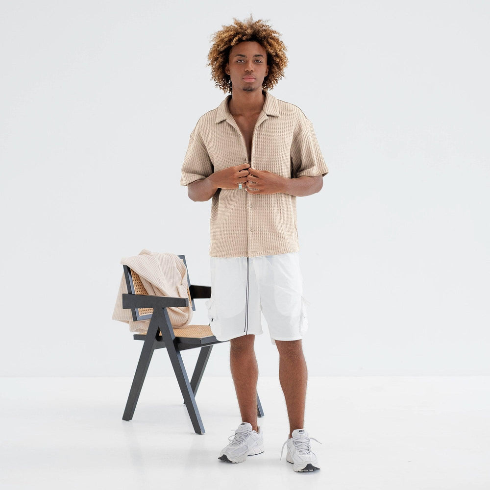 Textured Waffle Shirt - Cream
