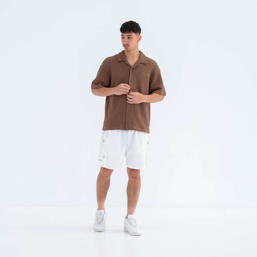 Textured Waffle Shirt - Brown
