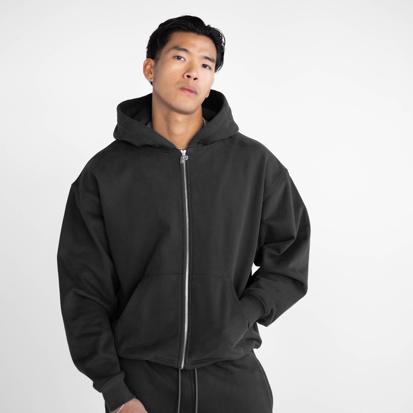 Luxury Zip Hood - Charcoal