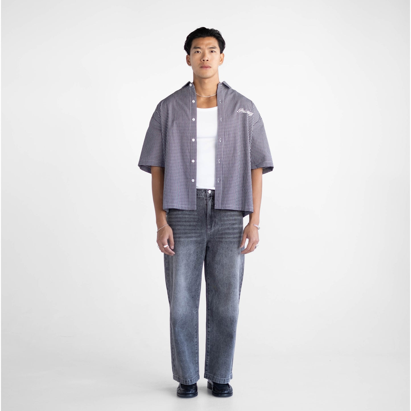 Boxy Script Shirt - Navy