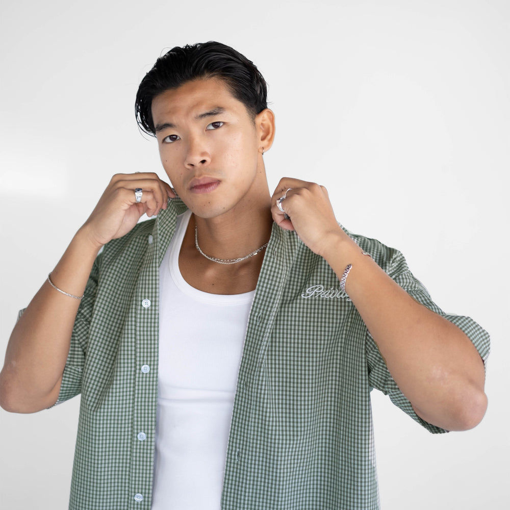 
                      
                        Boxy Script Shirt - Khaki
                      
                    
