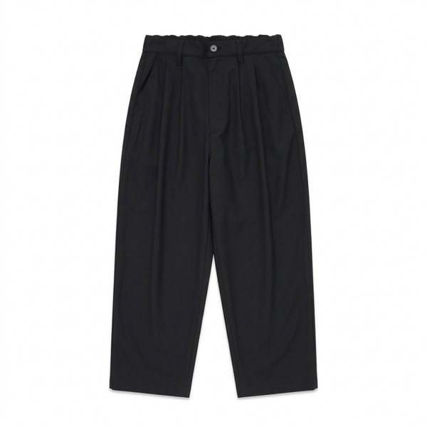 Wide Leg Pleated Pants - Black