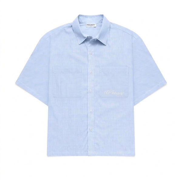 Boxy Script Shirt - Sky Blue