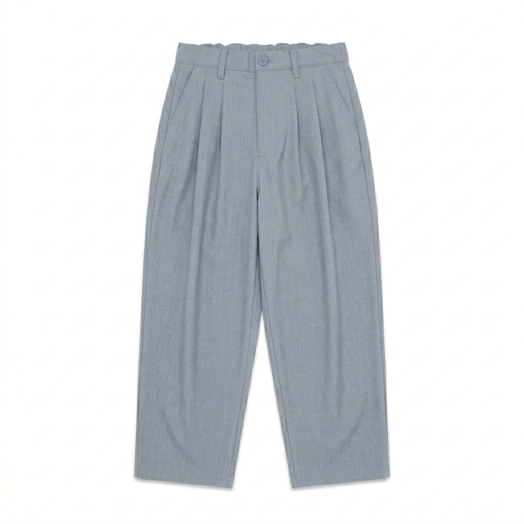 Wide Leg Pleated Pants - Grey