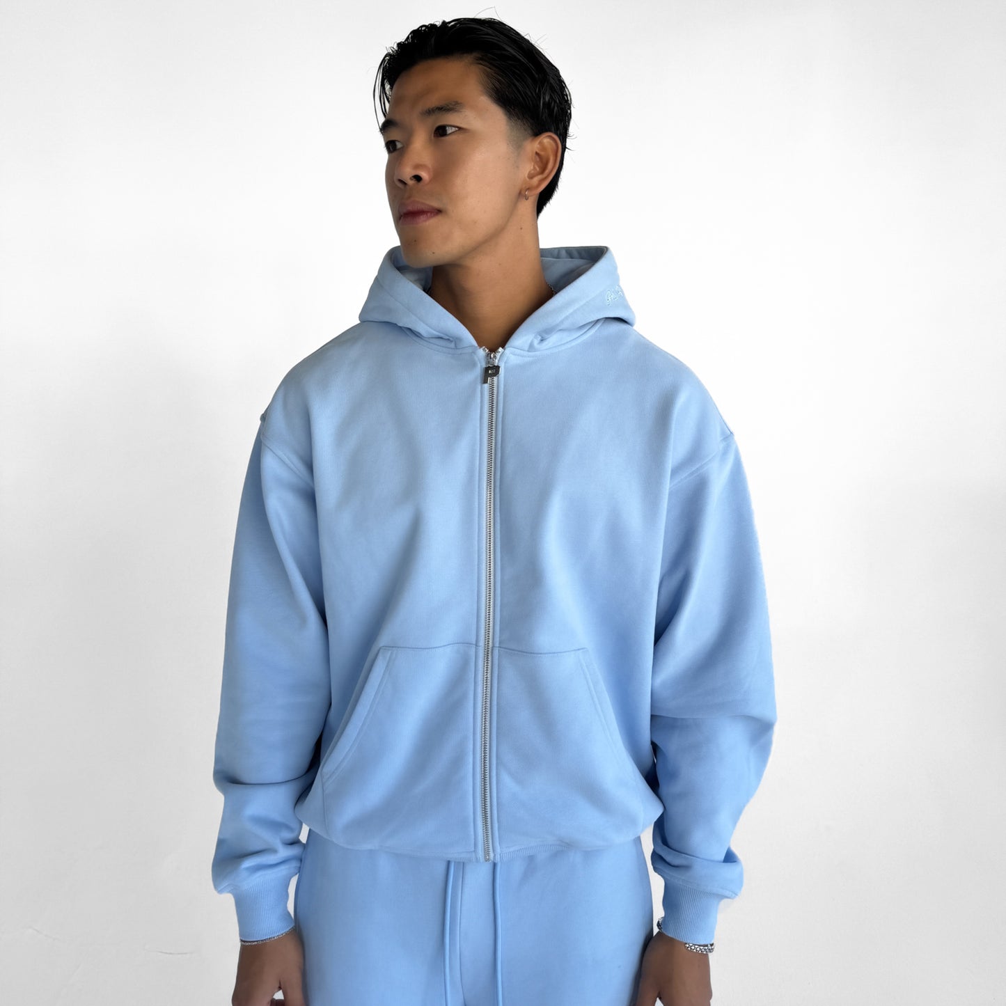 Luxury Zip Hood - Ice Blue