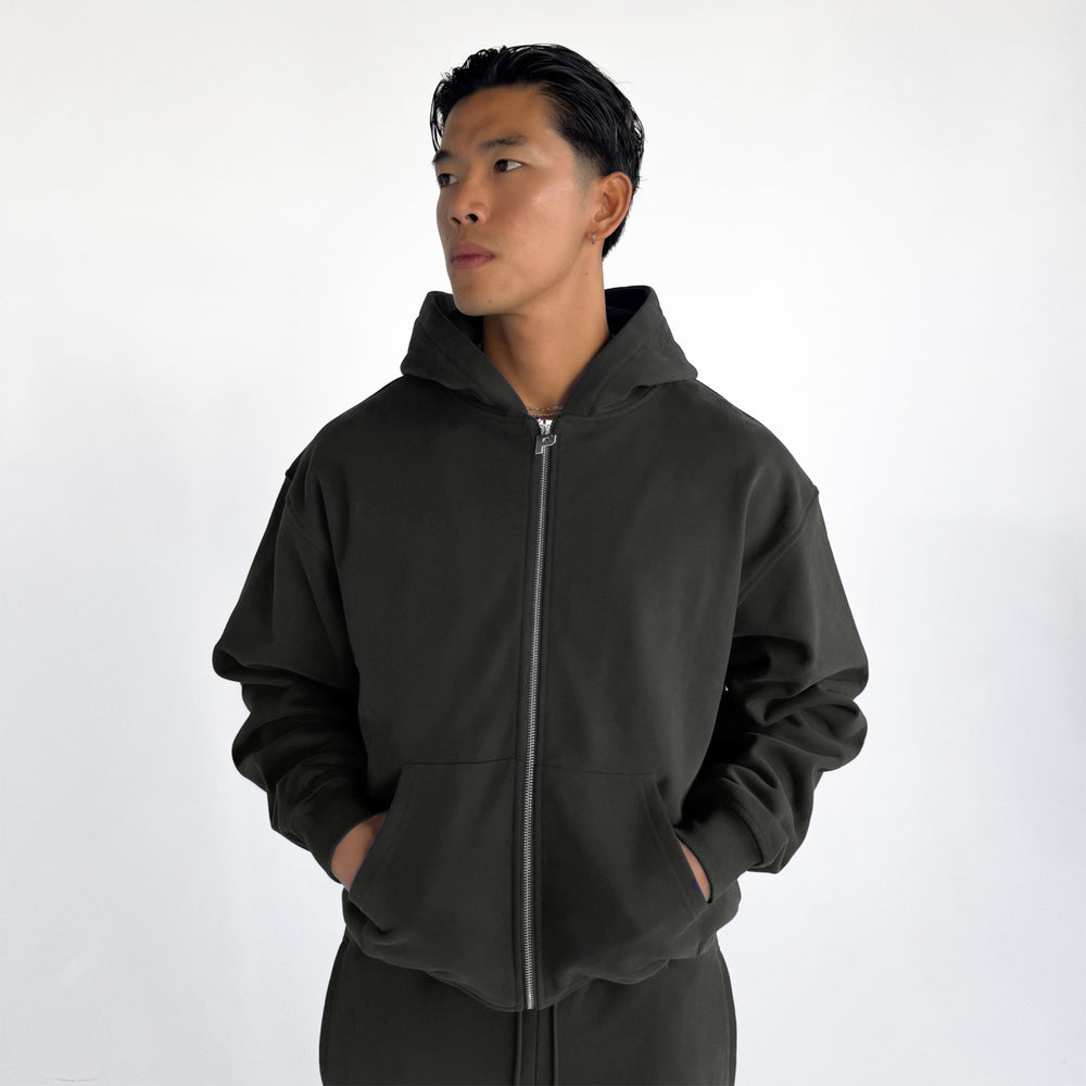 Luxury Zip Hood - Charcoal