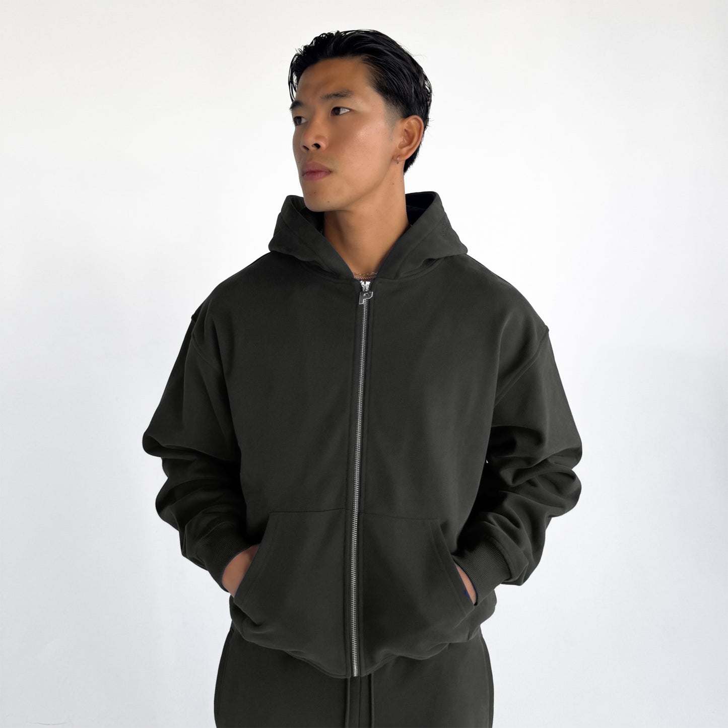 Luxury Zip Hood - Charcoal