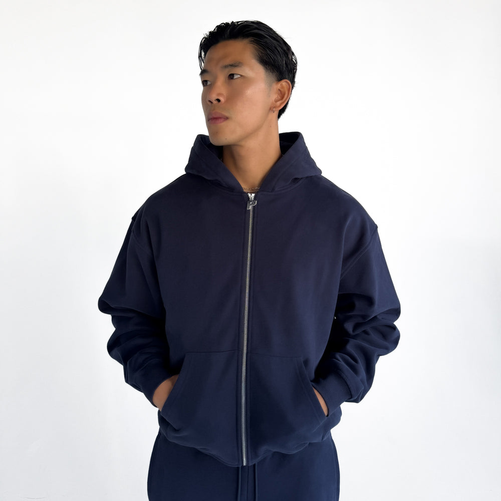 Luxury Zip Hood - Navy