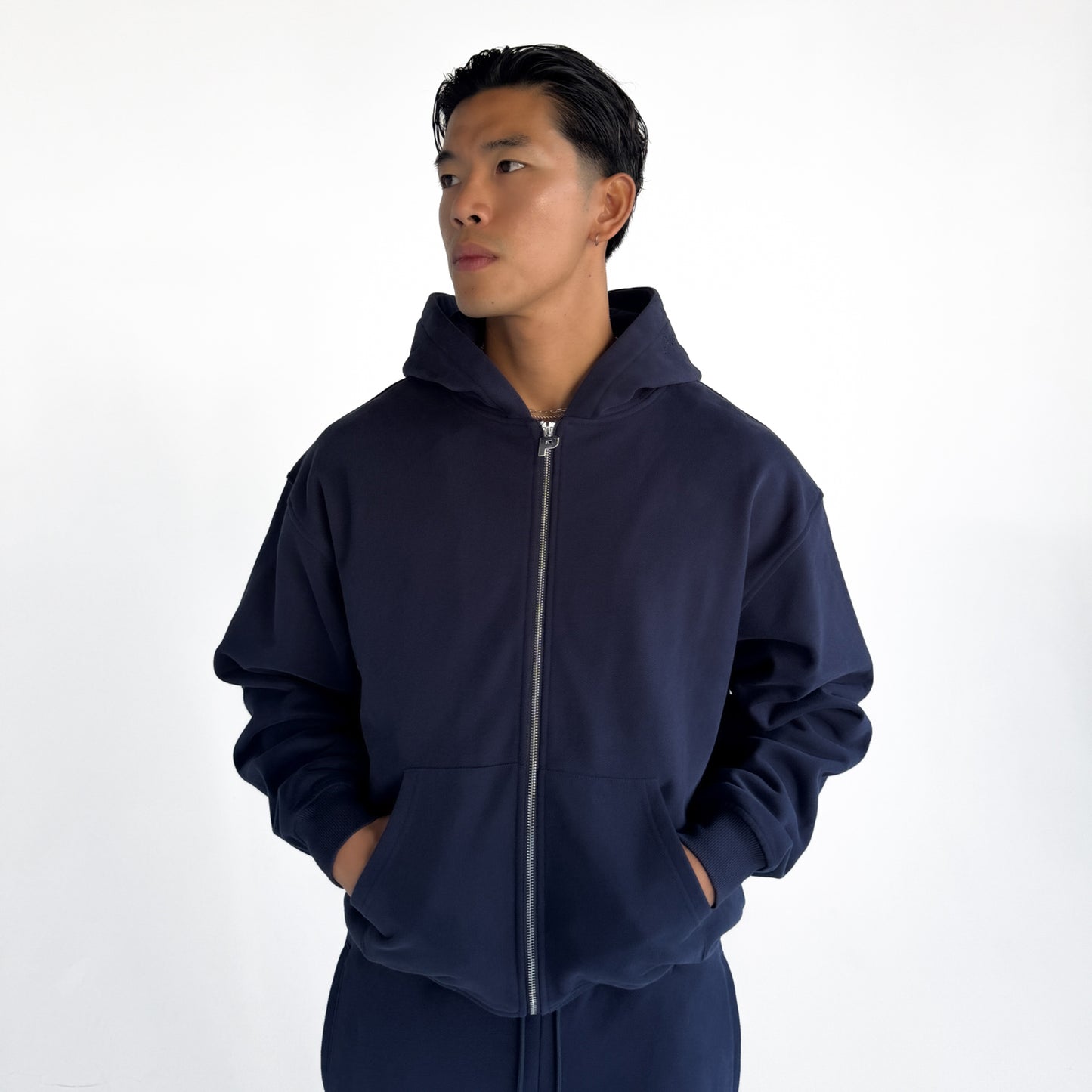 Luxury Zip Hood - Navy
