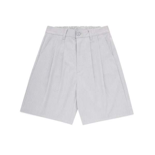 Wide Leg Pleated Shorts - Grey
